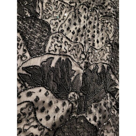 NWT Chaudry Dress Women's Medium Black Silk Beaded Long Formal Gala Whimsigoth - Picture 8 of 9